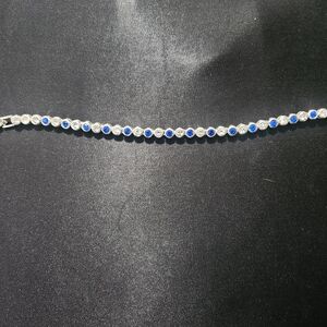 Sterling Silver Blue and White Tennis Bracelet